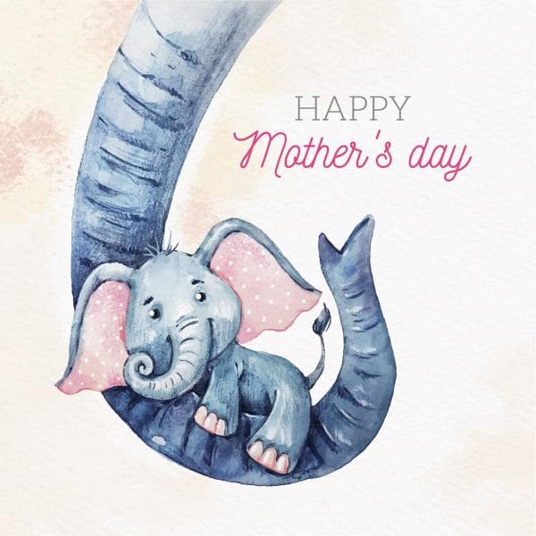 عکس بچه فیل با آبرنگ | روز مادر مبارک
