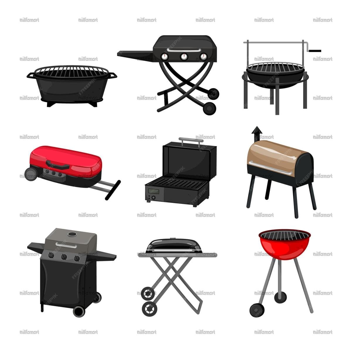 مجموعه تصاویر باربیکیو bbq| کیفیت بالا وکتور لایه باز