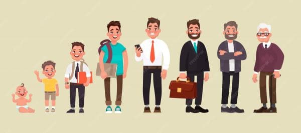 دانلود وکتور کارکتر از بچه گی تا پیرمردی