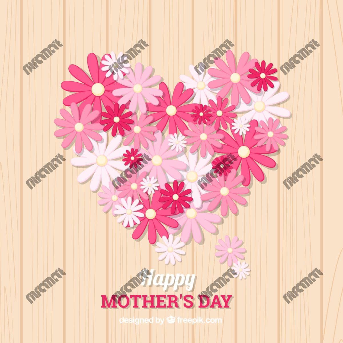 پس زمینه روز مادر | قلبی از گل های رنگارنگ + فایل های حرفه ای لایه باز jpg و eps | نیلفام آرت