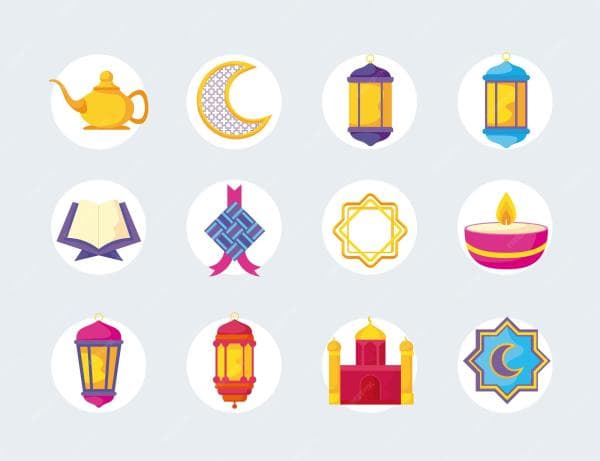 دانلود وکتور المان های ماه رمضان - فانوس، قرآن