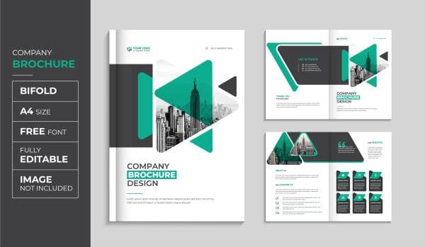 دانلود رایگان قالب بروشور شرکتی با رنگ های سبز و مشکی