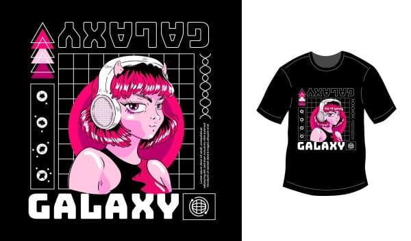 دانلود طرح دختر انیمه ای برای چاپ روی لباس