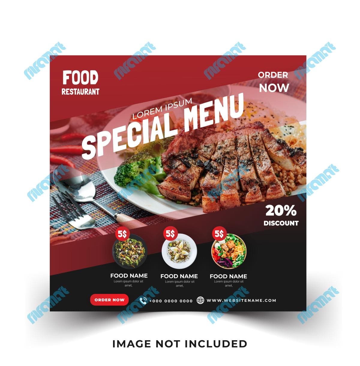 قالب آماده پست اینستاگرام غذی رستوران | دانلود لایه باز
