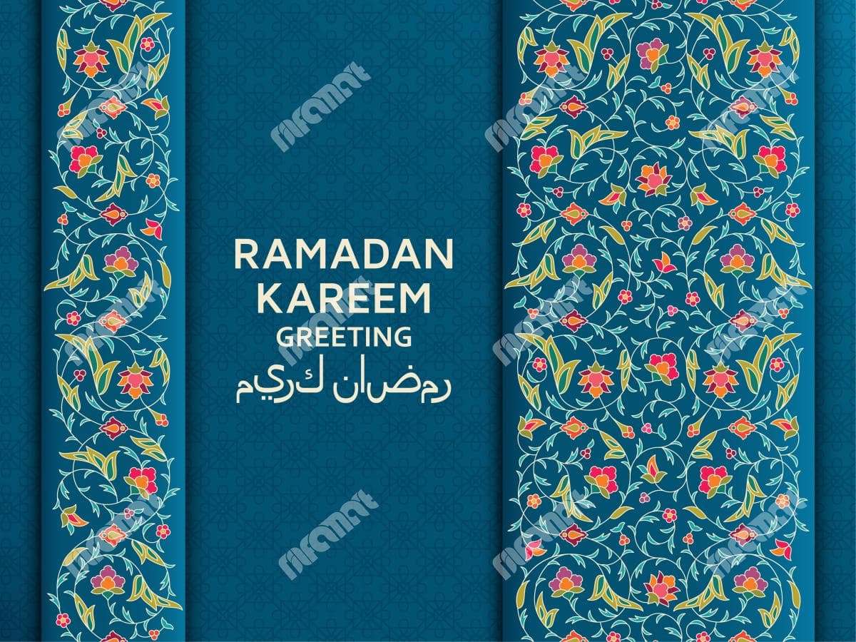 دانلود رایگان فایل لایه باز پس زمینه رمضان با رنگ سرمه ای و نقوش اسلامی زیبا | نیلفام آرت