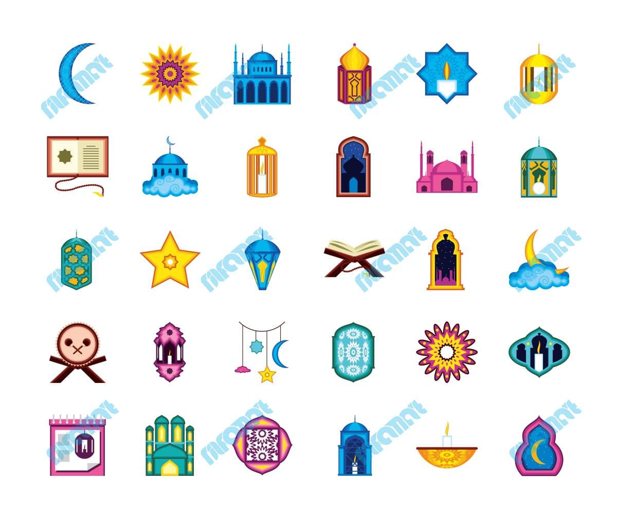 دانلود وکتور نمادهای رمضان با کیفیت بالا | نیلفام آرت