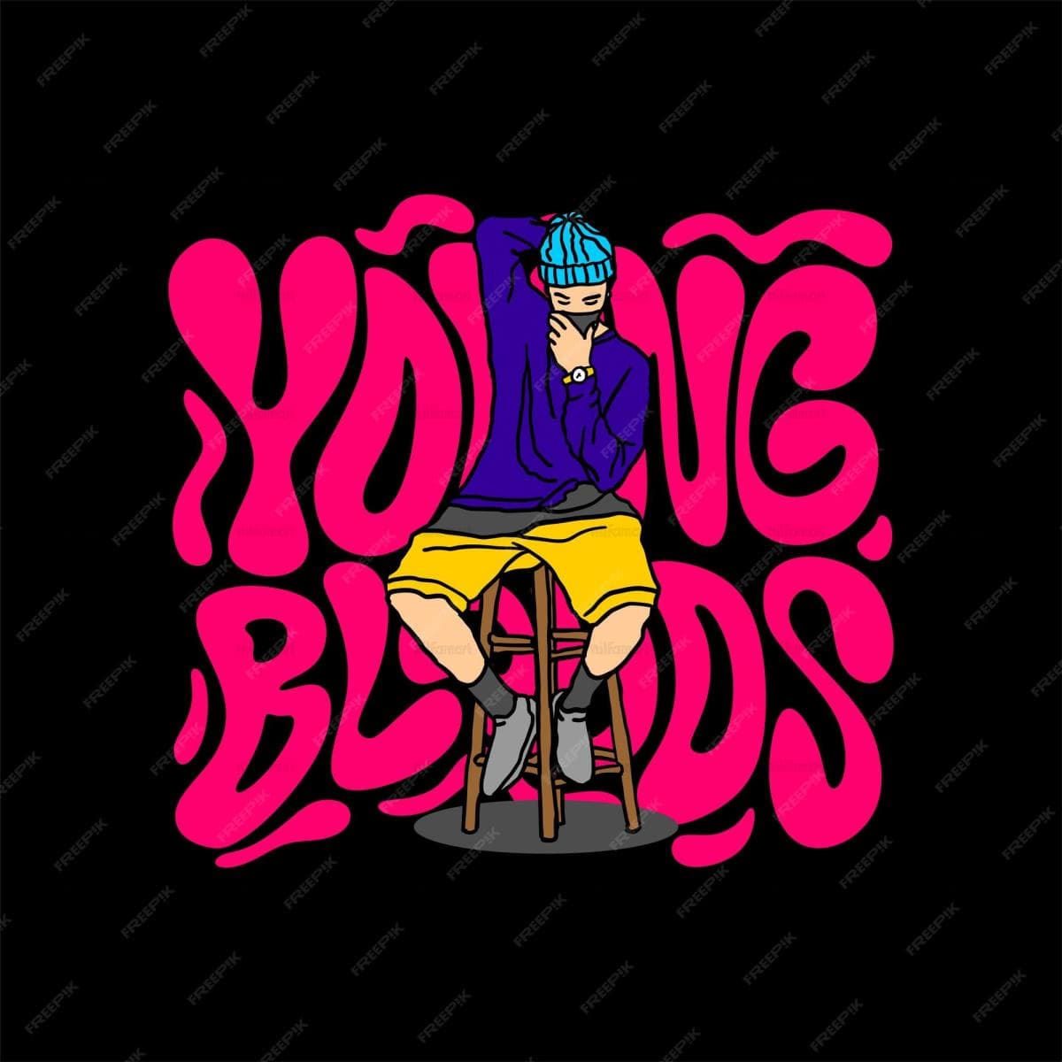 دانلود طرح young bloods برای چاپ روی لباس | کیفیت بالا eps لایه باز